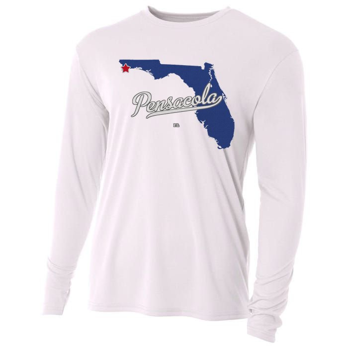 Pensacola Florida Fl Map Cooling Performance Long Sleeve Crew