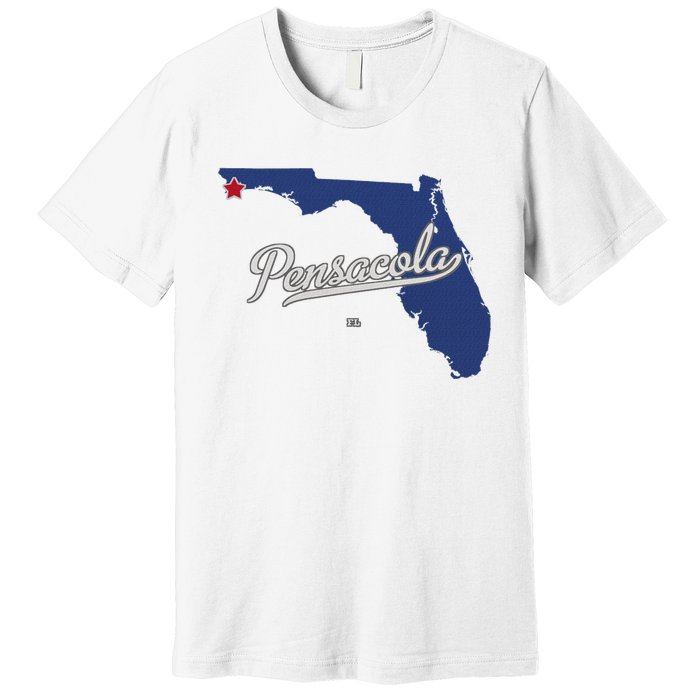 Pensacola Florida Fl Map Premium T-Shirt