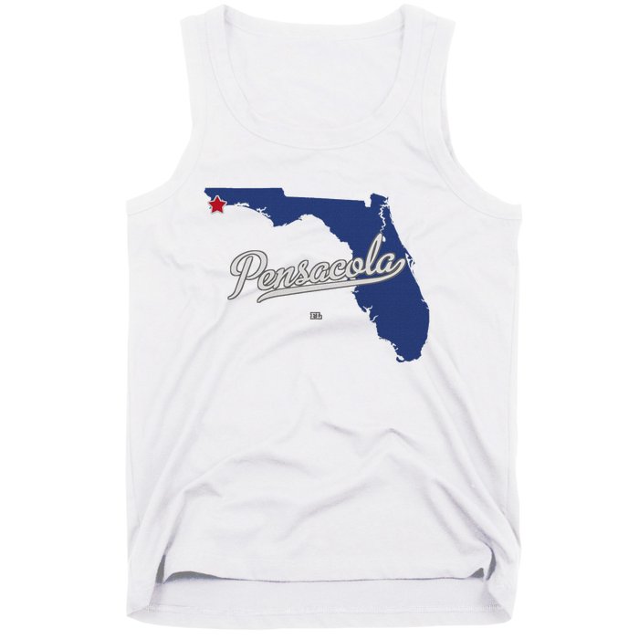 Pensacola Florida Fl Map Tank Top