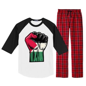 Palestine Flag Fist Peace Raglan Sleeve Pajama Set