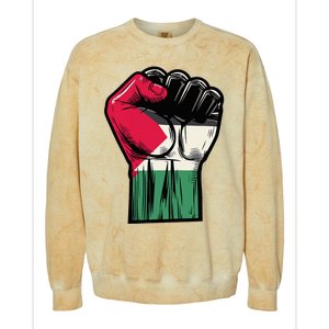 Palestine Flag Fist Peace Colorblast Crewneck Sweatshirt