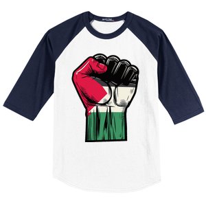 Palestine Flag Fist Peace Baseball Sleeve Shirt