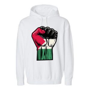 Palestine Flag Fist Peace Garment-Dyed Fleece Hoodie