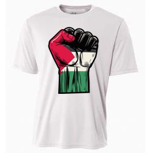 Palestine Flag Fist Peace Cooling Performance Crew T-Shirt