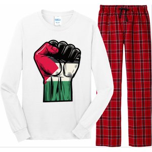 Palestine Flag Fist Peace Long Sleeve Pajama Set