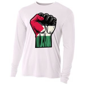 Palestine Flag Fist Peace Cooling Performance Long Sleeve Crew