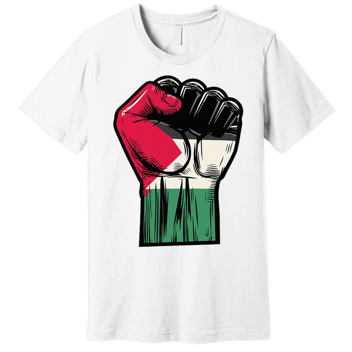 Palestine Flag Fist Peace Premium T-Shirt