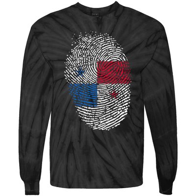 Panamanian Flag Fingerprint Panama Tie-Dye Long Sleeve Shirt