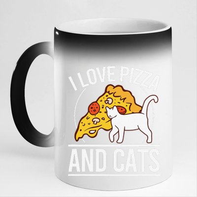 Pizza foodie Funny I Love Pizza And Cats Pizza Kitten 11oz Black Color Changing Mug