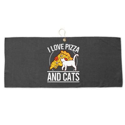 Pizza foodie Funny I Love Pizza And Cats Pizza Kitten Large Microfiber Waffle Golf Towel