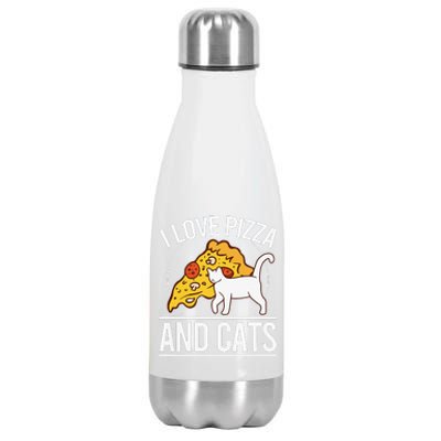 Pizza foodie Funny I Love Pizza And Cats Pizza Kitten Stainless Steel Insulated Water Bottle