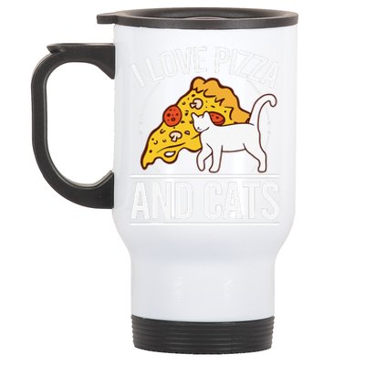 Pizza foodie Funny I Love Pizza And Cats Pizza Kitten Stainless Steel Travel Mug