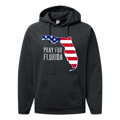 Pray For Florida Beach Stand With Florida Strong Performance Fleece Hoodie