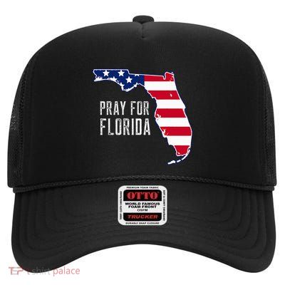 Pray For Florida Beach Stand With Florida Strong High Crown Mesh Back Trucker Hat