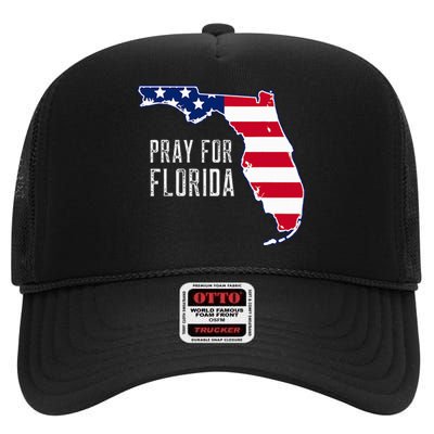 Pray For Florida Beach Stand With Florida Strong High Crown Mesh Back Trucker Hat