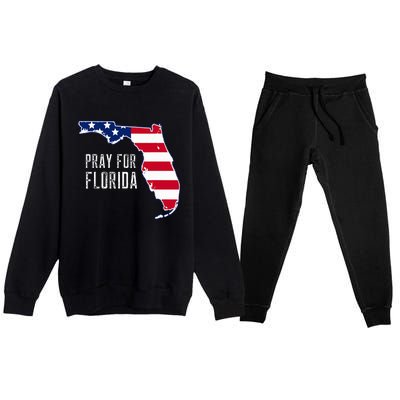 Pray For Florida Beach Stand With Florida Strong Premium Crewneck Sweatsuit Set