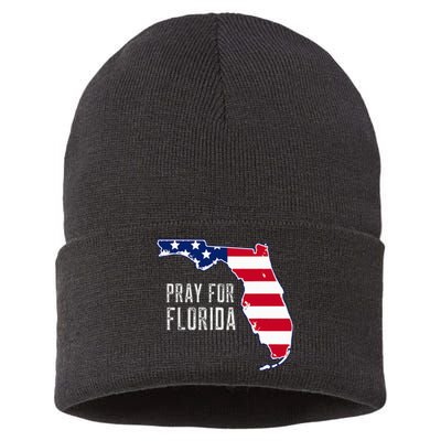 Pray For Florida Beach Stand With Florida Strong Sustainable Knit Beanie