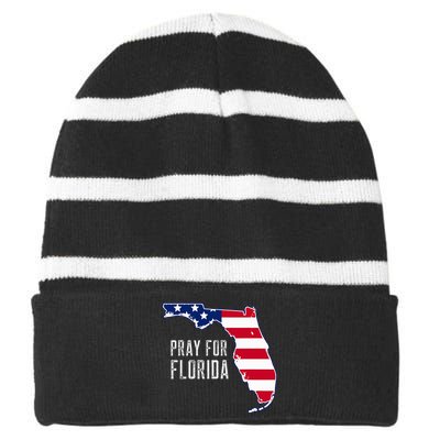 Pray For Florida Beach Stand With Florida Strong Striped Beanie with Solid Band