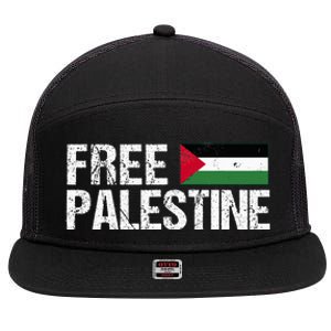 Palestine Flag Free Palestine 7 Panel Mesh Trucker Snapback Hat