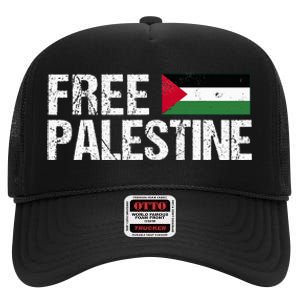 Palestine Flag Free Palestine High Crown Mesh Back Trucker Hat