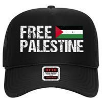 Palestine Flag Free Palestine High Crown Mesh Back Trucker Hat