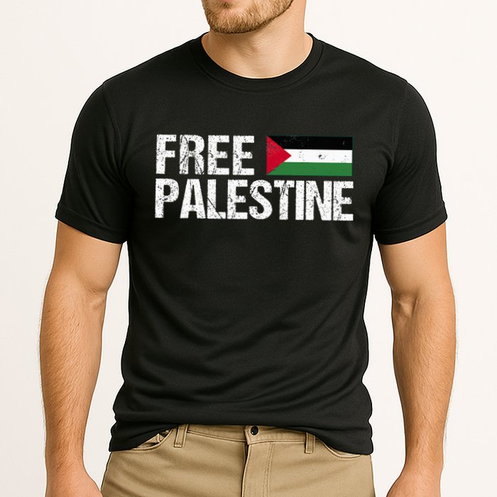 Palestine Flag Free Palestine Cooling Performance Crew T-Shirt