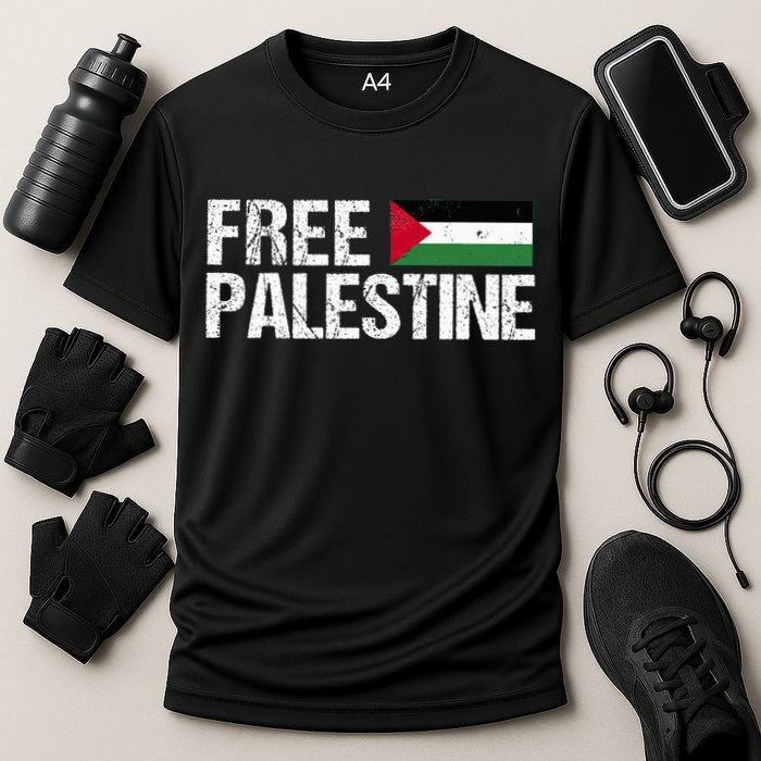 Palestine Flag Free Palestine Cooling Performance Crew T-Shirt