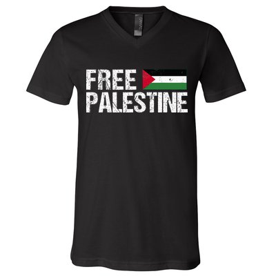Palestine Flag Free Palestine V-Neck T-Shirt