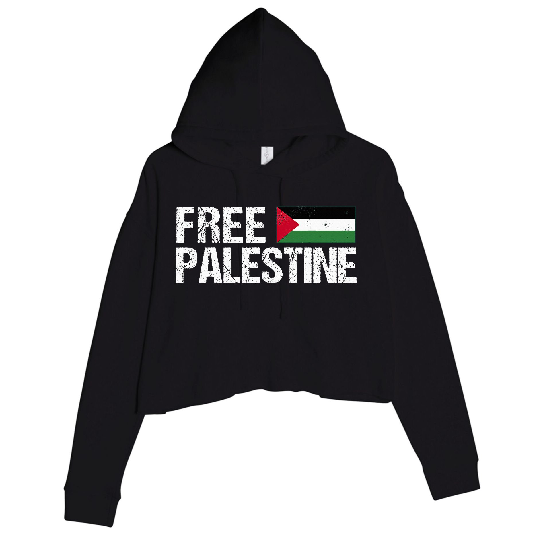 Palestine Flag Free Palestine Crop Fleece Hoodie