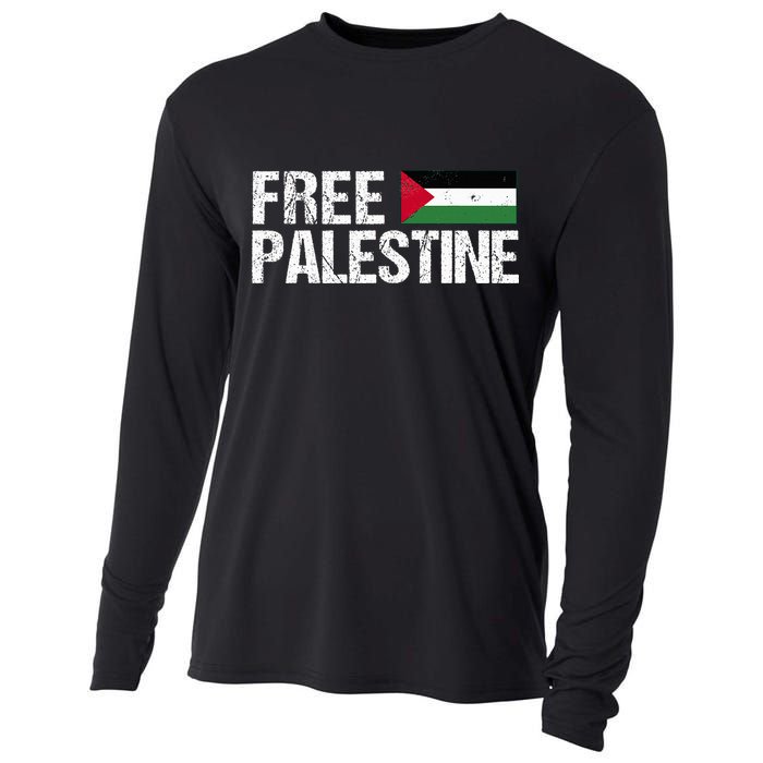 Palestine Flag Free Palestine Cooling Performance Long Sleeve Crew
