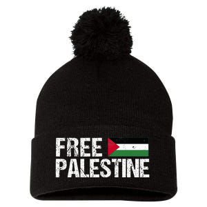 Palestine Flag Free Palestine Pom Pom 12in Knit Beanie