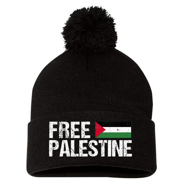 Palestine Flag Free Palestine Pom Pom 12in Knit Beanie