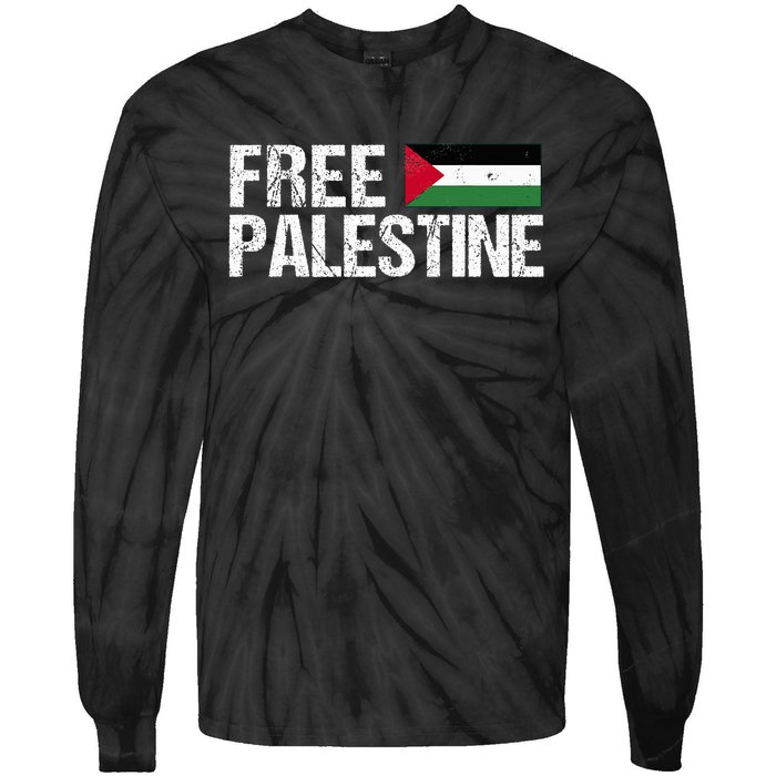 Palestine Flag Free Palestine Tie-Dye Long Sleeve Shirt