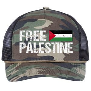 Palestine Flag Free Palestine Retro Rope Trucker Hat Cap