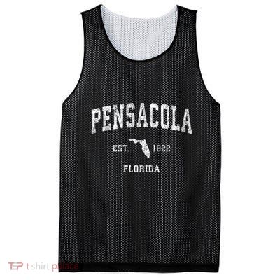 Pensacola Florida Fl Vintage Established Athletic Sports Design Mesh Reversible Basketball Jersey Tank