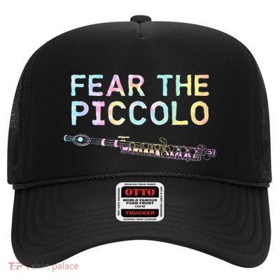 Piccolo Flute Fear The Piccolo Flutist Tie Dye High Crown Mesh Back Trucker Hat