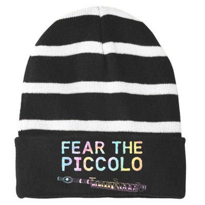 Piccolo Flute Fear The Piccolo Flutist Tie Dye Striped Beanie with Solid Band