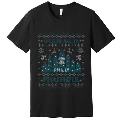 Philly Faithful Funny Philadelphia Philly Fan Ugly Christmas Premium T-Shirt