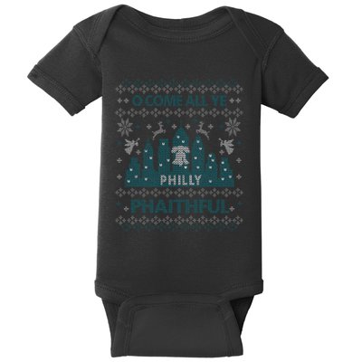 Philly Faithful Funny Philadelphia Philly Fan Ugly Christmas Baby Bodysuit