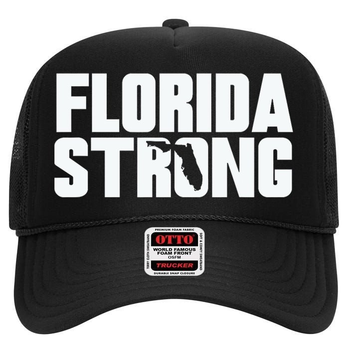 Pray For Florida Strong I Stand With Florida Hurricane Milton 2024 High Crown Mesh Back Trucker Hat