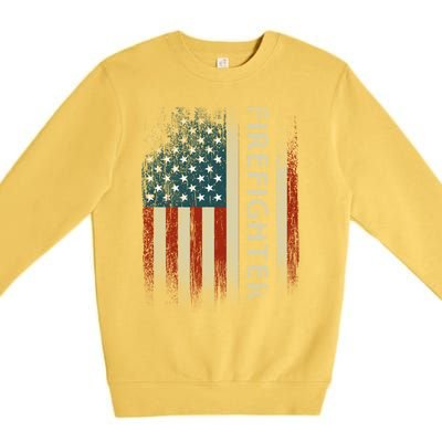 Patriotic Firefighter Funny Gift American Usa Flag Funny Fire Gift Premium Crewneck Sweatshirt