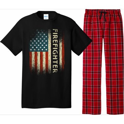 Patriotic Firefighter Funny Gift American Usa Flag Funny Fire Gift Pajama Set