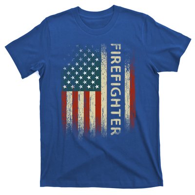 Patriotic Firefighter Funny Gift American Usa Flag Funny Fire Gift T-Shirt