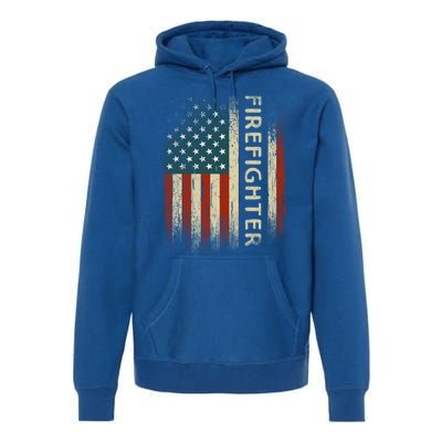 Patriotic Firefighter Funny Gift American Usa Flag Funny Fire Gift Premium Hoodie