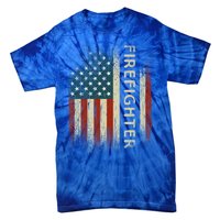 Patriotic Firefighter Funny Gift American Usa Flag Funny Fire Gift Tie-Dye T-Shirt