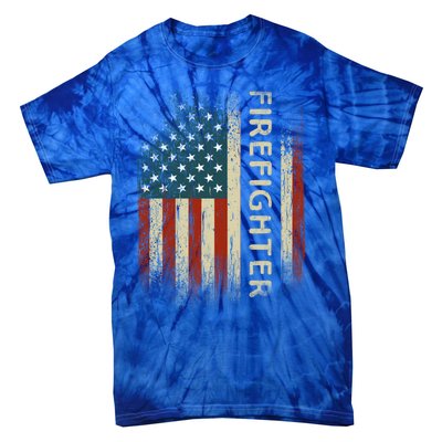 Patriotic Firefighter Funny Gift American Usa Flag Funny Fire Gift Tie-Dye T-Shirt