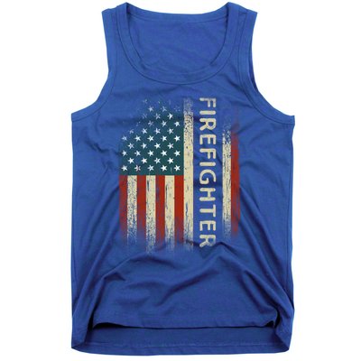 Patriotic Firefighter Funny Gift American Usa Flag Funny Fire Gift Tank Top