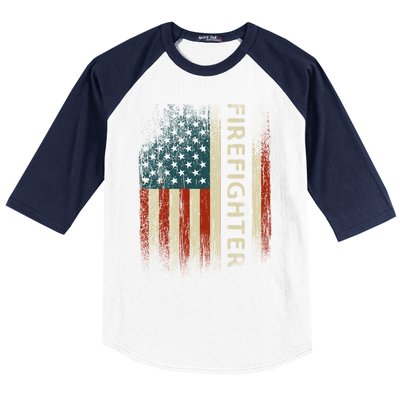 Patriotic Firefighter Funny Gift American Usa Flag Funny Fire Gift Baseball Sleeve Shirt