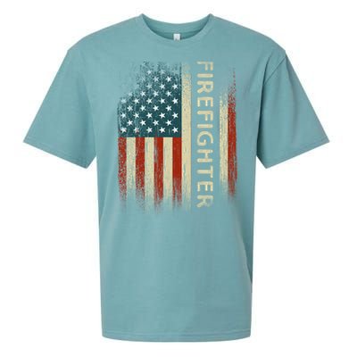 Patriotic Firefighter Funny Gift American Usa Flag Funny Fire Gift Sueded Cloud Jersey T-Shirt