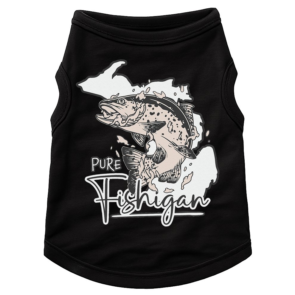 Pure Fishigan Fisherman State Of Michigan Fishing Doggie Tank